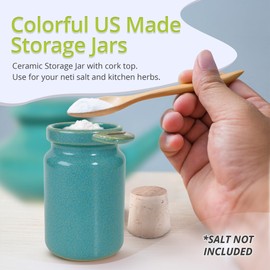 Baraka Ceramic Neti Salt & Herb Storage Containers - Home Organzation- Durable, Functional and Stylish- Ideal for Storing Neti Salt, Herbs and Spices! (Jade Green)