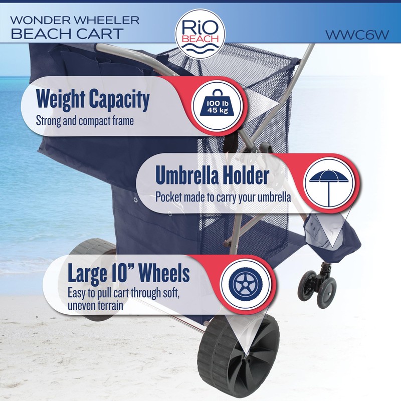 Rio Beach Wonder Wheeler Deluxe Utility, Lawn, and Beach Foldable