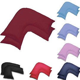 Pack Of Two Orthopedic V Shaped Pillow Case Cover | Orthopedic/Pregnancy/Maternity/Nursing Pillow Cases | UK V-Shaped Pillowcase Pair (Red)