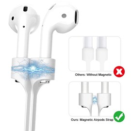 QYTOJQX Airpods Strap Magnetic Cord Anti-Lost Leash Sports String, 4PCS Colorful Soft Silicone Earphone Lanyard, Compatible for Airpods Pro/3/2/1 (White Yellow Green Rose-Red)