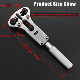 Case Opener with Key, Case Opener Wrist Watch, Professional Case Opener for Keys, with 18 Screws, for Watch Repair, for Removing the Back Panel of the Watch, Silver, silver