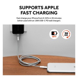 Griffin Premium USB-C to Apple Lightning Cable | Compatible with Apple Lightning - 5FT, Silver