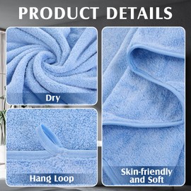 Preboun 4 Pcs Oversized Fleece Bath Towels, 40 x 80 Inch Bath Sheets Extra Large Microfiber Coral Velvet Highly Absorbent Towels 350GSM High Density Towel for Adults Home Bath Beach Hotel SPA (Blue)