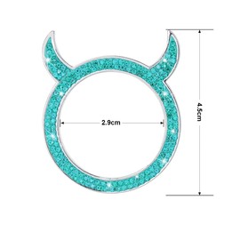 CGEAMDY 2pcs Car Start/Stop Button Cover Shiny Decorative Ring, Alloy Rhinestone Car Button Ring, Stylish and Glamorous Women's Car Decorations (Blue)