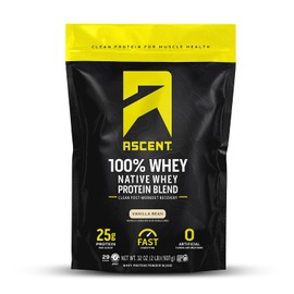 Ascent Native Fuel Whey Polvo Proteínico con Suero de Leche Nativo, sin Ingredientes Artificiales, sin Gluten, Sabor Vainilla