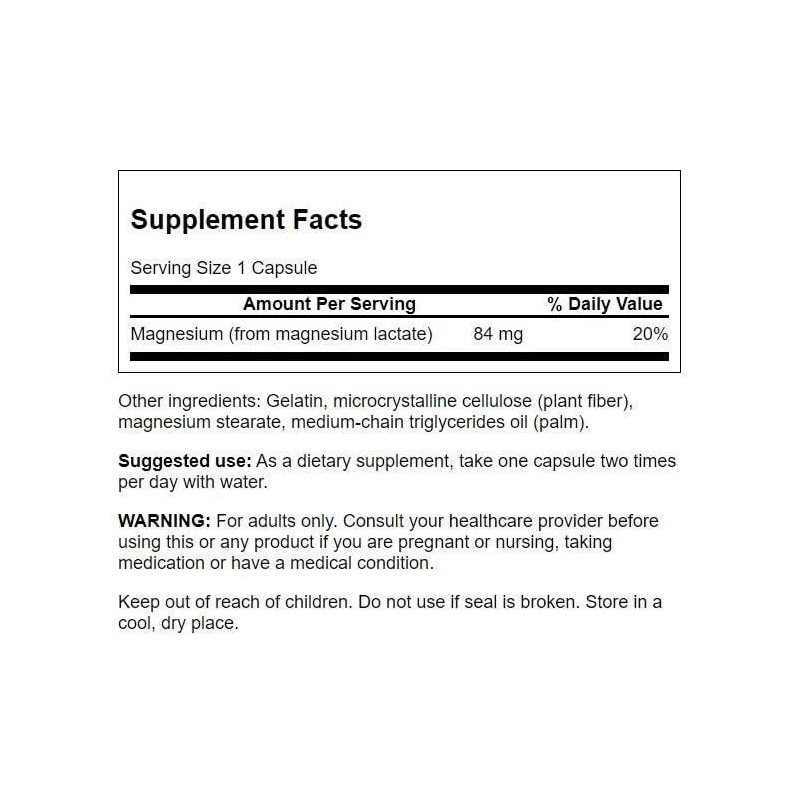 Swanson Magnesium Lactate 120 Count Mineral Supplement for Muscle Bone