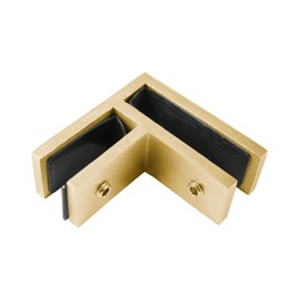 Stainless Steel Glass to Wall/Glass to Glass Bracing Clamp, Bracket, Stiffener for 3/8 to 1/2 Glass (Satin Gold, 90 Degree Glass to Glass GGB290SG)