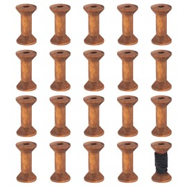 BENECREAT 20Pcs Antique Wooden Empty Spools, 1.57"/ 40mm Empty Thread Spools Wooden Ribbon Spools Bobbins for Wire Weaving Arts DIY Wood Projects