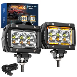 MICTUNING K1 4 Inch 36W Amber White LED Light Pods 6 Modes Dual Color Spot Off Road Light Cube Spot Strobe Lights Driving Offroad Ditch Lights for Truck Jeep, Pair