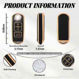 TOOMUME Key Case TPU Car Key Case Fits Mazda 2/3/6 M2 M3 M6 CX3 CX4 CX5 CX6 CX7 CX8 CX9 CX30 CX60 MX5 MX30 Atenza Axela, Key Cover Protection Key Case - Smart Key