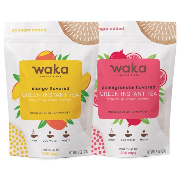 Waka Coffee Waka Instant Tea Mix, 2 Bag Bundle -
