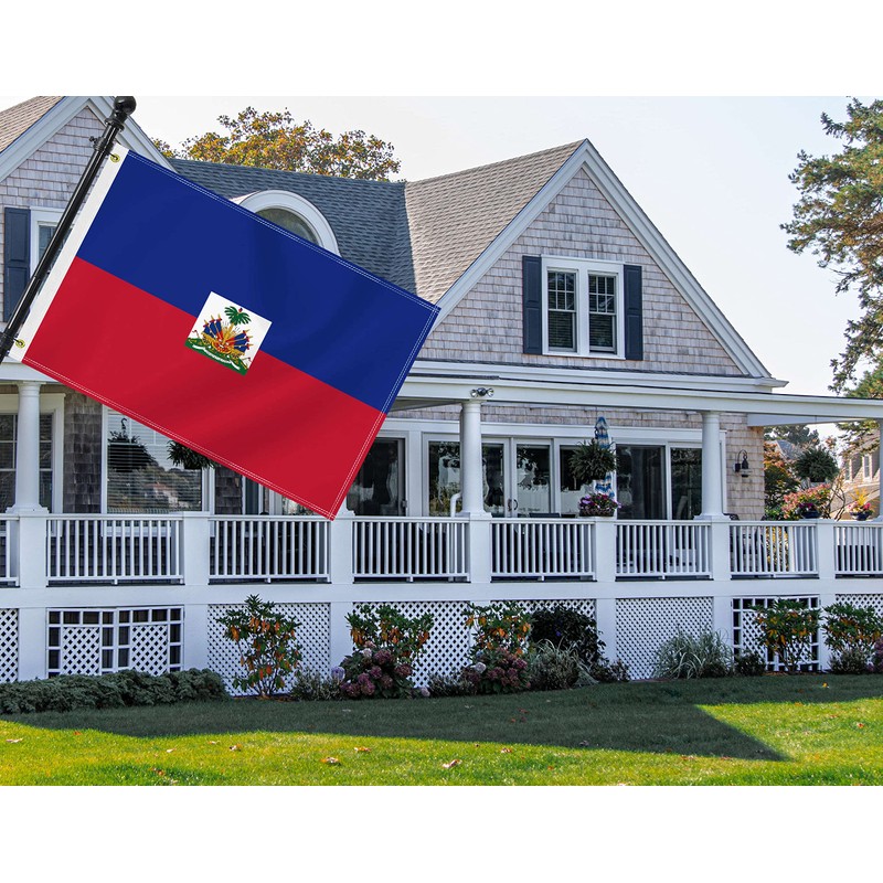 2×3 FT Haiti Flag,Medium 60×90 CM Haitian Outdoor Banner,100D Decor,Doube