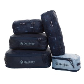 5 Piece Set Lightweight Expandable Travel Cubes for Luggage (Olive and Brown) (Olive and Brown) (Blue)