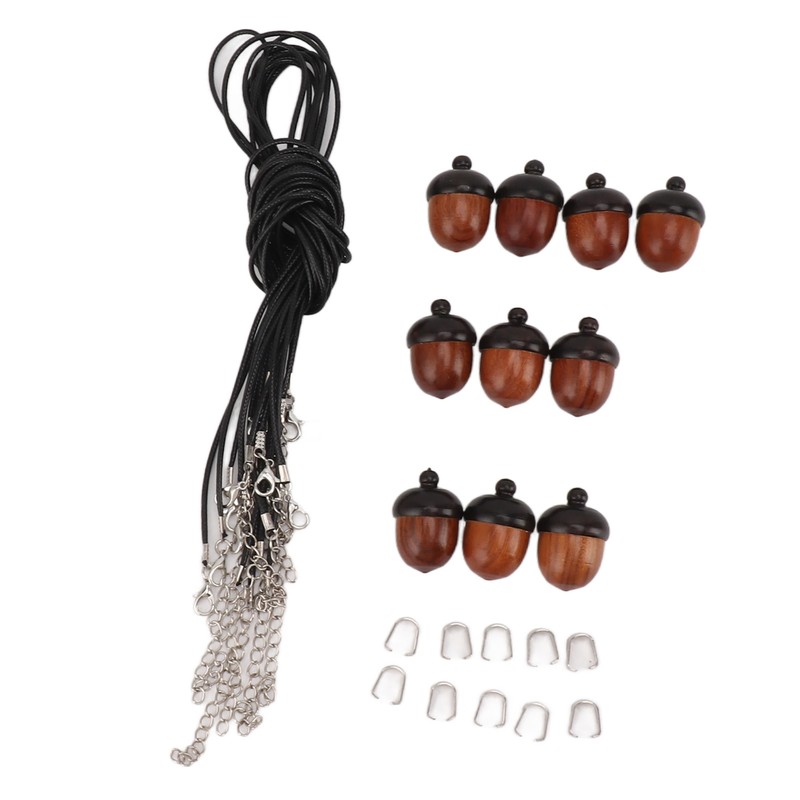 10PCS Wooden Nut Acorn Pendant Necklace Acorn Box Clasp Nylon