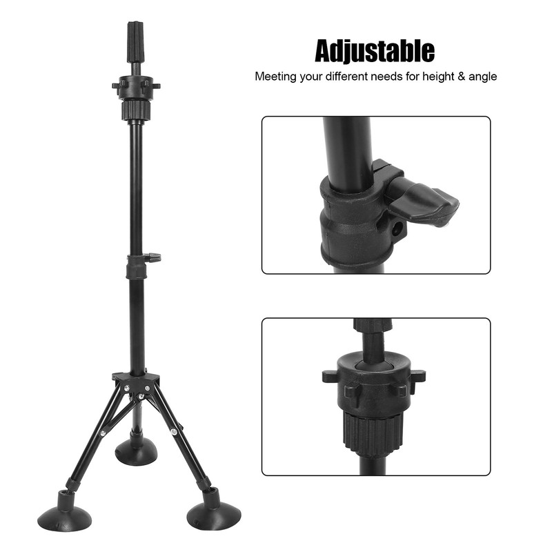 Metal Mannequin Head Stand Adjustable Hairdressing Training Head Tripod AccessoryBlack