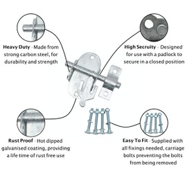 Oval Pad Lock Bolt | 4 INCH / 100mm | Hot Dip Galvanised | Pack of 2