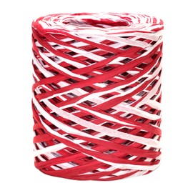 G2PLUS Christmas Raffia Ribbon, 525 Feet Colored Raffia Paper Ribbon, Raffia Ribbon for Gift Wrapping, Matte White Red Raffia Ribbon, Packing Paper String for DIY Crafts, Holiday Party Decoration