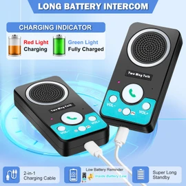 UHAXZ Intercoms Wireless for Home, Full Duplex Long Range Wireless Intercom, 8 Volume Levels, 4 Chime Intercoms, 2 Way Intercom for Home, Business(2 Packs Black)