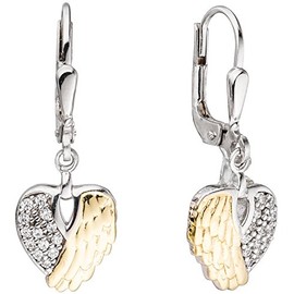 JOBO Heart Wings 925 Silver Tone Cubic Zirconia Drop Earrings