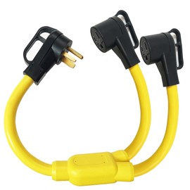 50 Amp Welder Splitter, Industrial Male Plug NEMA 6-50P to (2) 6-50R Female Connectors, 6 Gauge 250V NEMA 6-50 Y Splitter Power Cord Adapter, 6 AWG 3 Feet