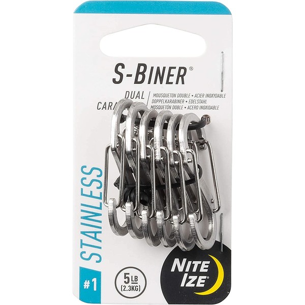 Nite Ize SB1-11-6R3 S-Biner Dual Carabiner, Size #1, Stainless Steel,