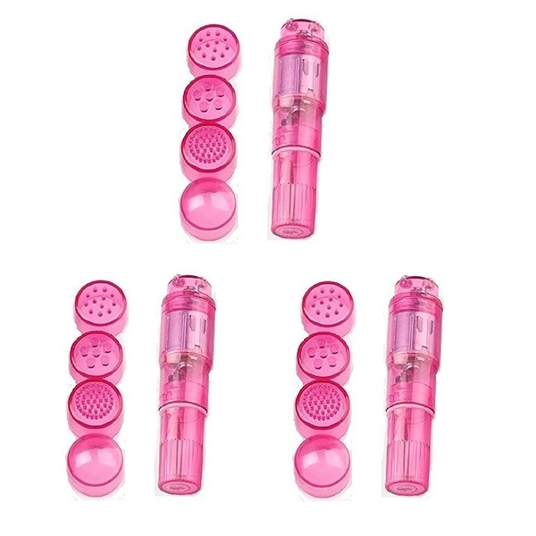 Pocket Rocket Mini Beauty Facial Massager Relax 4 Heads Pink Color (3Pc)