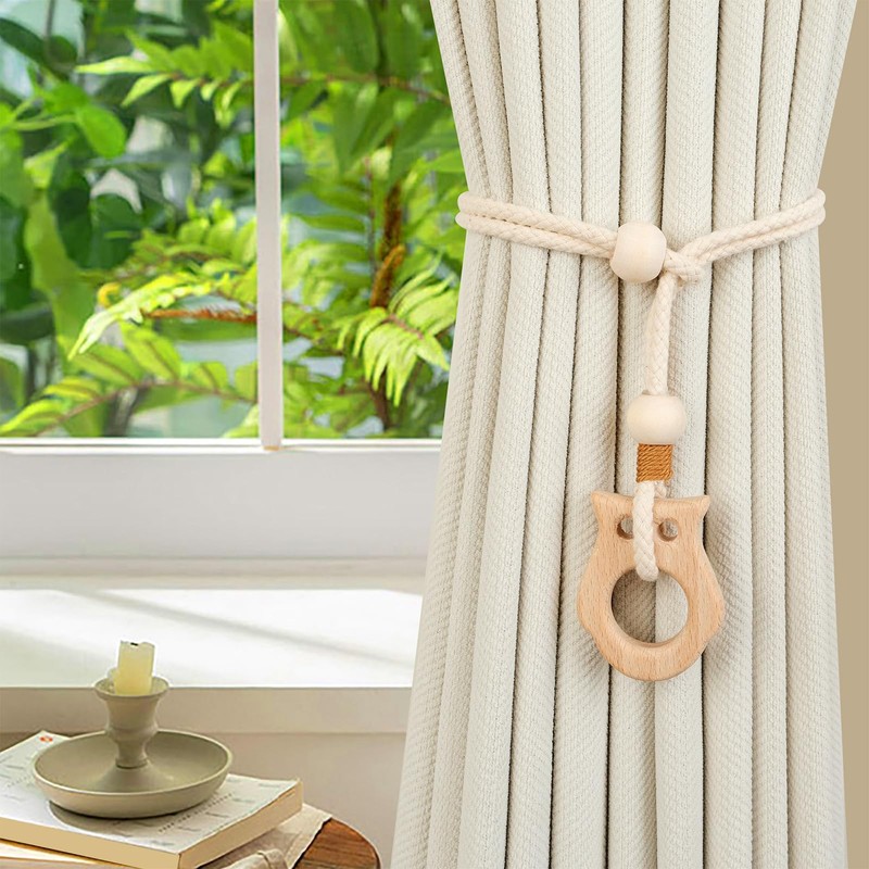 TMAOMU 2 Pack Wooden Curtain Tiebacks - Animal Shaped Hand