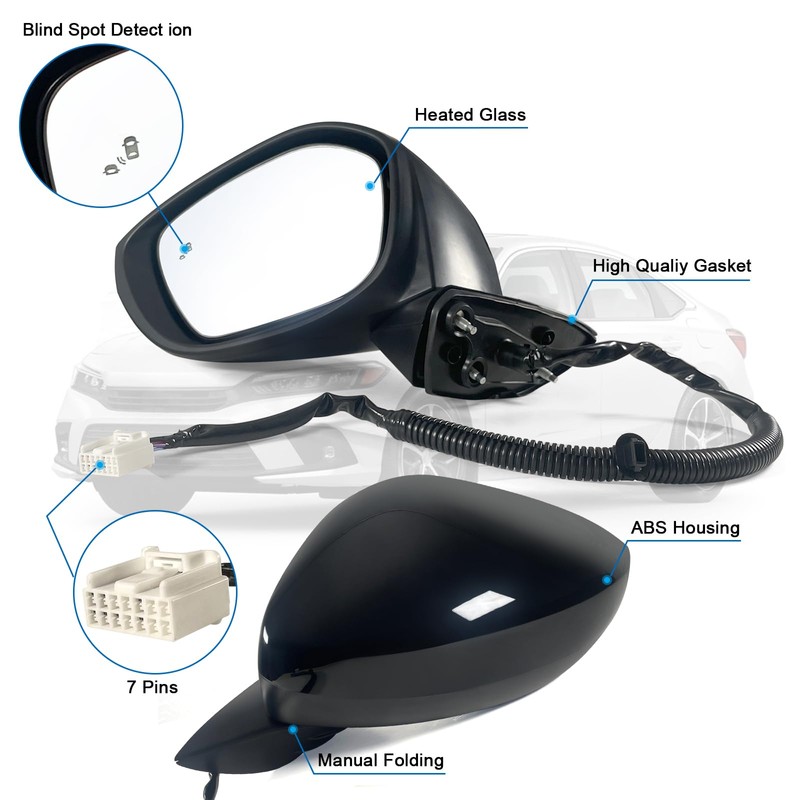Left Driver Side Mirror Fits 2022-2026 HONDA CIVIC Sedan/Hatchback With