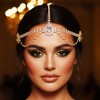 GORAIS Rhinestone Head Chain Gold Crystal Headpiece Egyptian Costume Headband