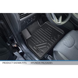 SMARTLINER All Weather Custom Fit Floor Mats 3 Row Liner Set Black Compatible with 2020-2023 Hyundai Palisade Fits Bench and Bucket Seats