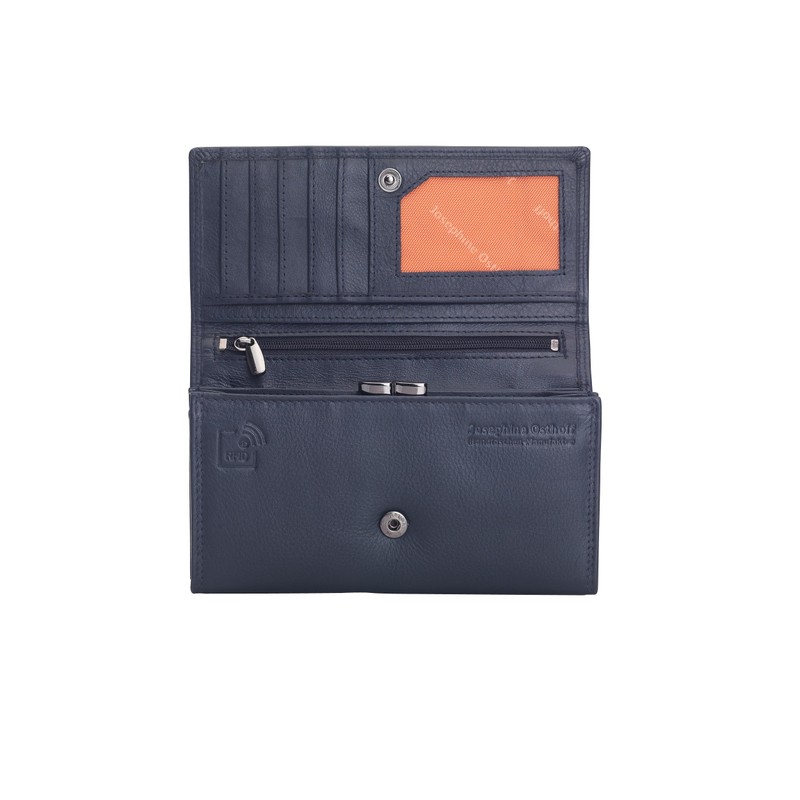 Josephine Osthoff Women's Leather Long Wallet with Clip Closure, Small