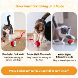 Doweve Interactive Cat Toys for Indoor Cats, Smart Moving Interactive Cat Ball, Durable Pet Enrichment Toys to Keep Cats Active and Entertained (Red)