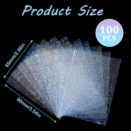 100 Pcs Photocard Sleeves Laser Flashing Card Sleeves Trading Card-Sleeves Holographic Foil Protective Cover Foil Card Protective Sleeve - Starry Style, 65x90mm