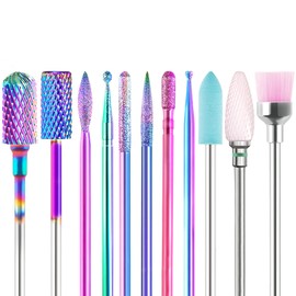 HEYMKGO 11 Pieces Nail Drill Attachments Professional Electric Tungsten Carbide Nail Cutter Tips for Metal Nail Cutter for Acrylic Gel Manicure Tools