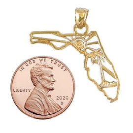 SURANO DESIGN JEWELRY 14k Yellow Gold Florida State Map Pendant, Made in USA