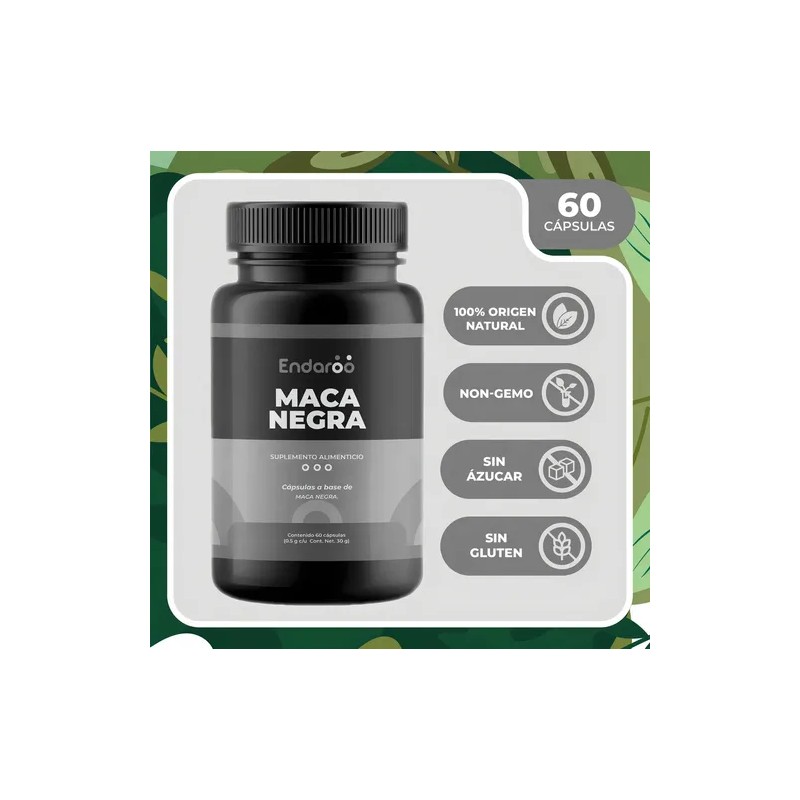 Maca Negra Orgánica 100% Pura Con 60 Cápsulas 500 mg