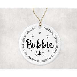 GreenStar Gifts Descriptive Bubbie Ornament, Best Bubbie Ever Ornament, Bubbie Xmas Keepsake Gift from Daughter Or Son, New Bubbie Ornament, First for Bubbie Printed on Both Sides