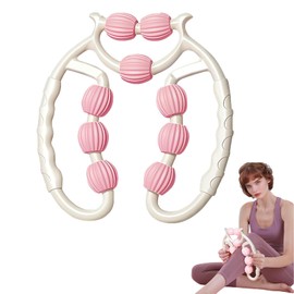 Yoedge Anti-Cellulite Roller Legs, 9 Rollers with Adjustable Width, Professional Lymphatic Drainage Massage Roller for Firming & Blood Circulation Promotion (Rose)