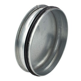 MKK End Cover Spiral Seal, Double Lip Seal, Nipple Connector, Galvanised End Cover, Spiral Duct Pipe, Double Lip Seal, Nipple Connector, Galvanised, Diameter 150 mm