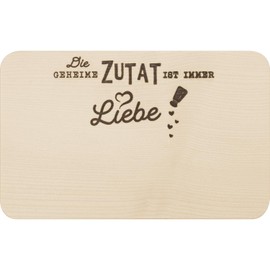 GRUSS & CO 48071 Wooden Board with "Zutat" Motif | Maple Wood Chopping Board with Burnt Text 24 cm x 15 cm x 1 cm | Bread Time, Breakfast, Cooking, Gift