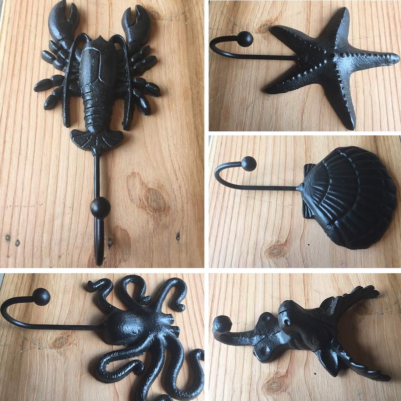 Hook Hanger, Cast Iron Whale Tail Shaped Decorative Wall Hook,