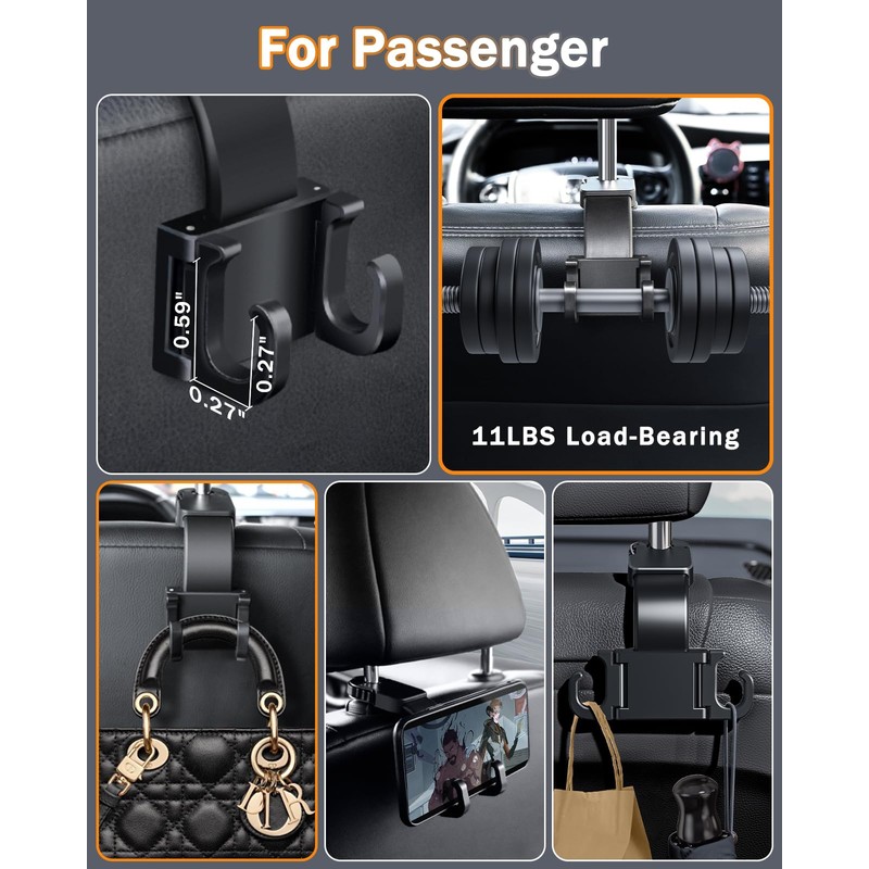 Xuenair Purse Hook for Car - Foldable Headrest Hooks, Soft