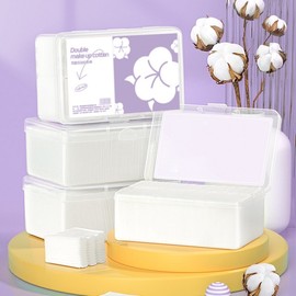 International Facial Toner & Makeup Remover Cotton Pads, Boxed Triple-Edged Special Cotton Wipes Free Size / 160 Pieces - Cleansing Cotton (Thick Adhesion) 10ea