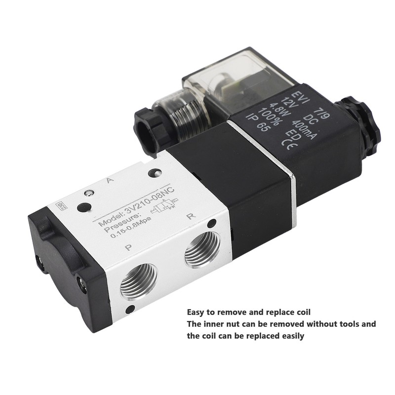 1/4in NPT Pneumatic Solenoid Valve 2 Position 3 Way IP65
