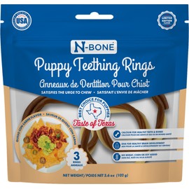N-Bone Puppy Teething Rings Taste of Texas Queso Con Carne Flavor 3 Count