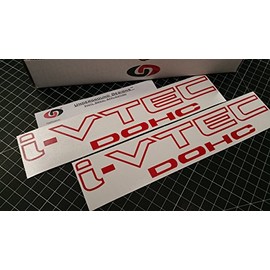 UNDERGROUND DESIGNS I VTEC DOHC 12" (Pair X2) Vinyl Decal Sticker Import Tuner Gloss RED