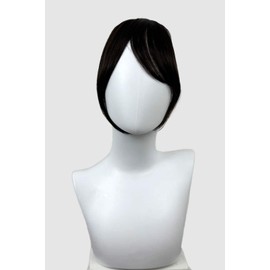 Clip in fringe hairpiece/clip-in curtain bangs, with long, face framing whisps: Sabrina dark brown #4