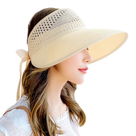 Bienvenu Straw Hats for Women Sun Visors Packable Sun Hat Women,Beige_Big