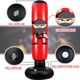 Punching Bag for Kids,63 Inch Kids Inflatable Punching Bag with Gloves,Free Standing Boxing Bag for Practicing Karate Taekwondo, De-Stress Boxing Bag,Birthday Gifts for Kids