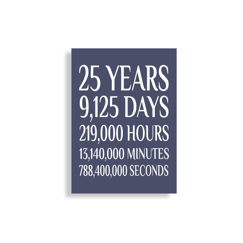 25th Anniversary Card, Birthday Card - Happy 25th Anniversary, Blank